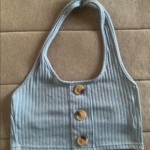 Cute baby blue halter top never worn no tags